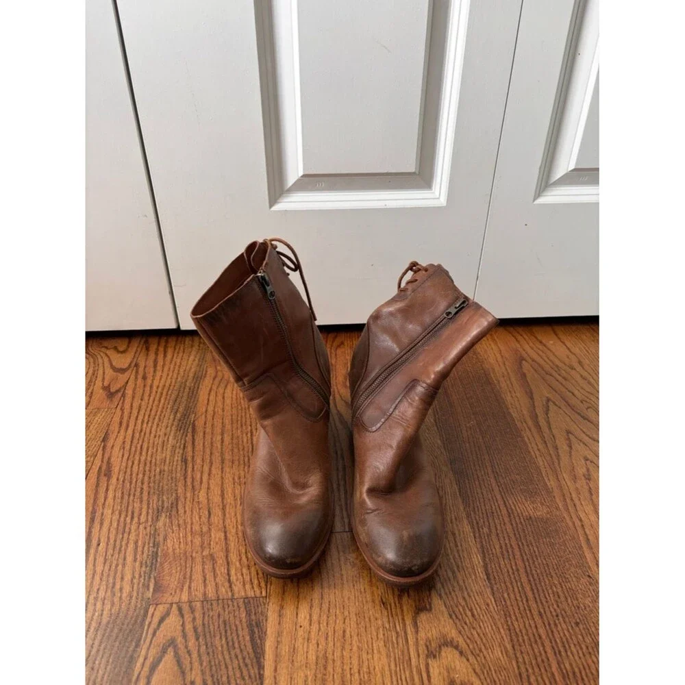 Korks Brown Leather Ankle Boots Size 9.5 - Picture 2 of 6